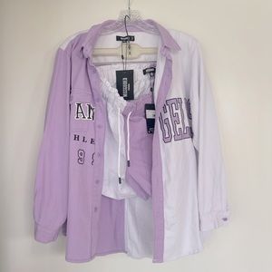 Missguided Lilac Colorblock Los Angeles Varsity Two Piece